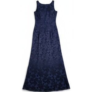 Rhapsody Women's Size 6 Blue Floral Formal Dress Bridesmaid Prom Gown Long